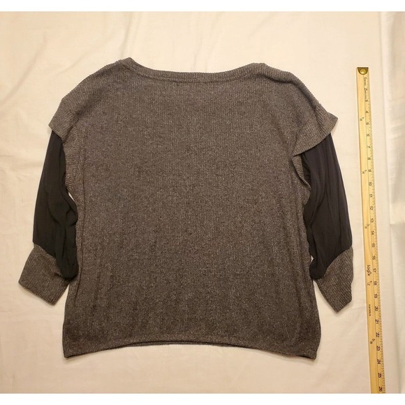 Adrienne Vittadini Womens Sweater XL Charcoal w/Black Sleeves Unique Minimalist - Picture 2 of 4